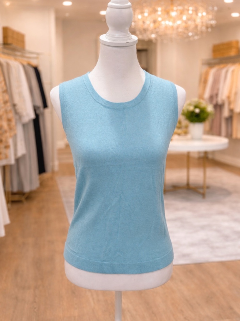 Talbots Petite Small Blue Sleeveless Knit Shell Top NWT